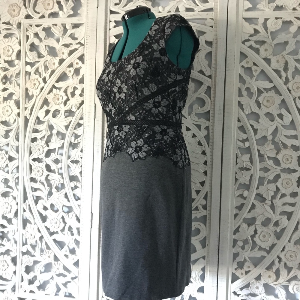 Ann Taylor - Grey & Black Lace Dress